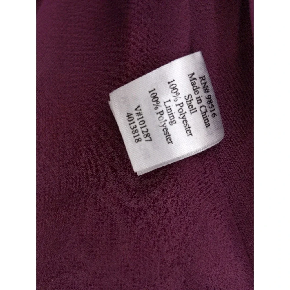 Coldwater Creek Blouse Women XS Red Purple Feather Print Pleated Chiffon Tank